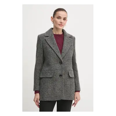 Vlněný kabát Barbour Paulette Mensy Jacket šedá barva, přechodný, LTA0122