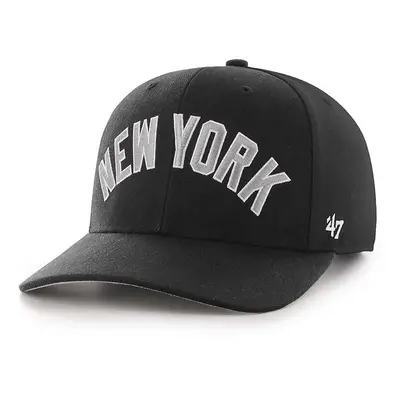 Čepice s vlněnou směsí 47brand MLB New York Yankees černá barva, s aplikací