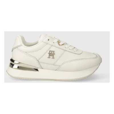 Kožené sneakers boty Tommy Hilfiger TH ELEVATED FEMININE RUNNER HW bílá barva, FW0FW07830