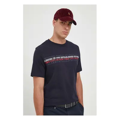 Bavlněné tričko Tommy Hilfiger tmavomodrá barva, s potiskem