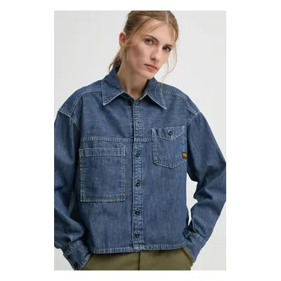 Džínová košile G-Star Raw dámská, modrá barva, regular, s klasickým límcem, D25516-D539