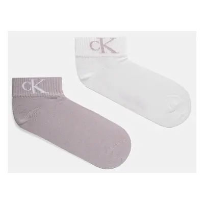 Ponožky Calvin Klein Jeans 2-pack dámské, fialová barva, 701228813