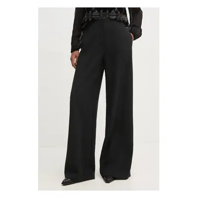 Kalhoty Pedro del Hierro dámské, černá barva, široké, high waist, 7608776