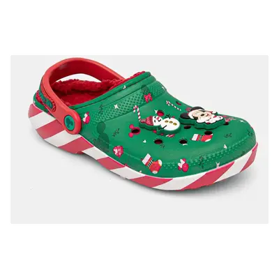 Pantofle Crocs Classic Mickey Xmas Lined Clog zelená barva, 210813