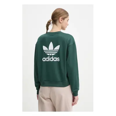 Mikina adidas Originals dámská, zelená barva, s potiskem, IY4715