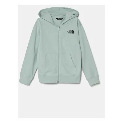 Dětská bavlněná mikina The North Face FZ OVERSIZE LIGHT HOODIE tyrkysová barva, s kapucí, s poti