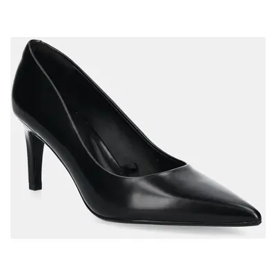 Kožené lodičky Calvin Klein HEEL PUMP 70 - BRUSH L černá barva, HW0HW02446