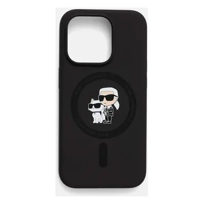 Obal na telefon Karl Lagerfeld iPhone 15 Pro 6.1 černá barva, KLHMP15LSCMKCRHK