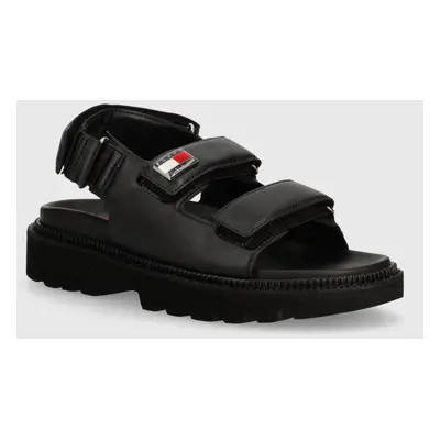 Sandály Tommy Jeans TJW FANCY SANDAL dámské, černá barva, EN0EN02461