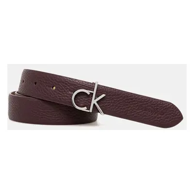 Kožený pásek Calvin Klein dámský, vínová barva, K60K613073