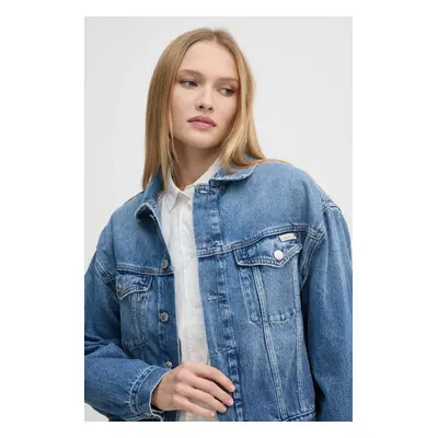 Džínová bunda Calvin Klein Jeans dámská, modrá barva, přechodná, oversize, J20J224546