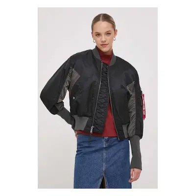 Bomber bunda Alpha Industries MA-1 Cyber Wmn černá barva, přechodná, oversize