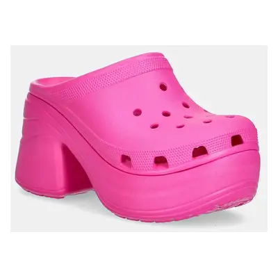 Pantofle Crocs Siren Clog dámské, růžová barva, na podpatku, 208547