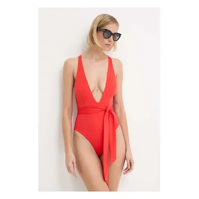 Jednodílné plavky Max Mara Beachwear oranžová barva, měkký košík, 2416831179600