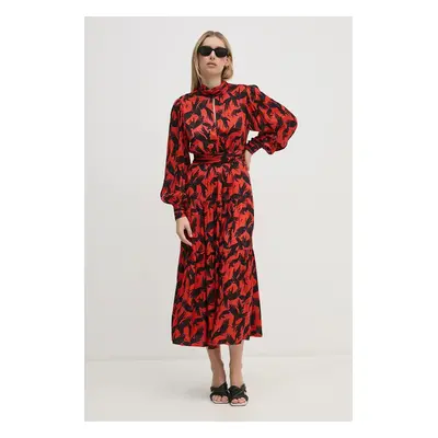 Šaty DIANE VON FURSTENBERG červená barva, midi, DVFDL3S054