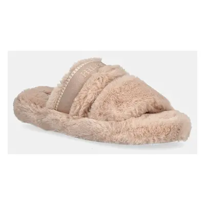 Pantofle Tommy Hilfiger HILFIGER FUR BASICS SLIPPER béžová barva, FW0FW08343