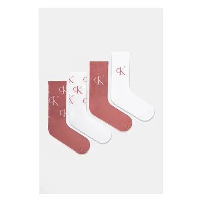 Ponožky Calvin Klein Jeans 4-pack dámské, oranžová barva, 701229463