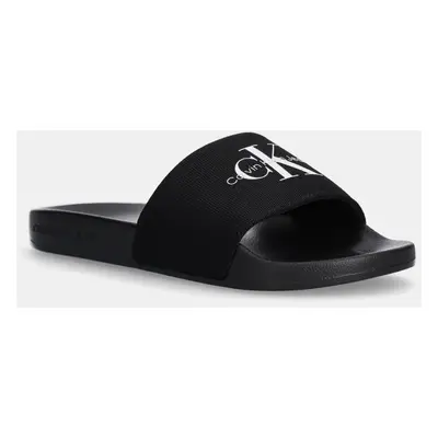 Pantofle Calvin Klein Jeans SLIDE MONOGRAM WMNS dámské, černá barva, YW0YW01835