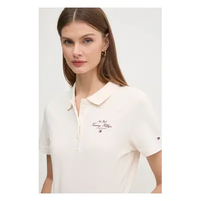 Polo tričko Tommy Hilfiger béžová barva, WW0WW43930