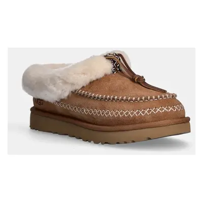 Semišové papuče UGG Tasman Alpine hnědá barva, 1158258-CHE