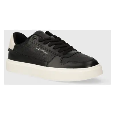 Kožené sneakers boty Calvin Klein LOW TOP LACE UP BSKT černá barva, HM0HM01254