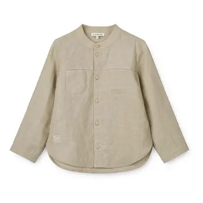 Dětská košile s příměsí lnu Liewood Flynn Linen Shirt béžová barva