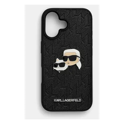 Obal na telefon Karl Lagerfeld iPhone 16 6.1 černá barva, KLHCP16SPGKLKCPK