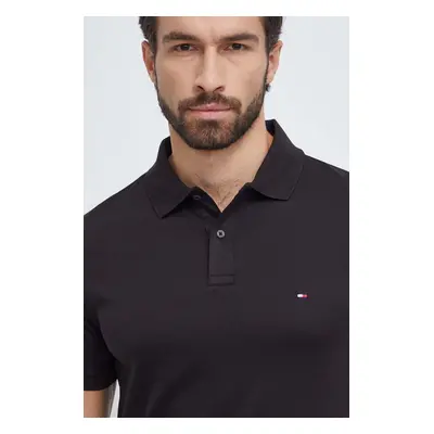 Bavlněné polo tričko Tommy Hilfiger černá barva