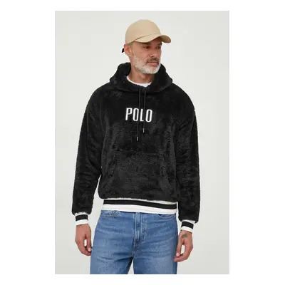 Mikina Polo Ralph Lauren pánská, černá barva, s kapucí, s aplikací