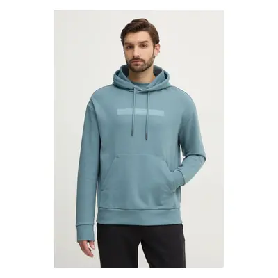 Bavlněná mikina Calvin Klein pánská, zelená barva, s kapucí, s potiskem, K10K113768