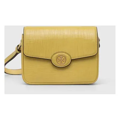 Kožená kabelka Tory Burch Robinson Crosshatched žlutá barva, 154731.700