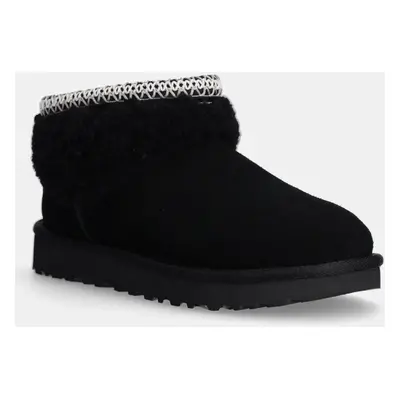 Semišové sněhule UGG Classic Ultra Mini Maxi Curly černá barva, 1158263-BLK