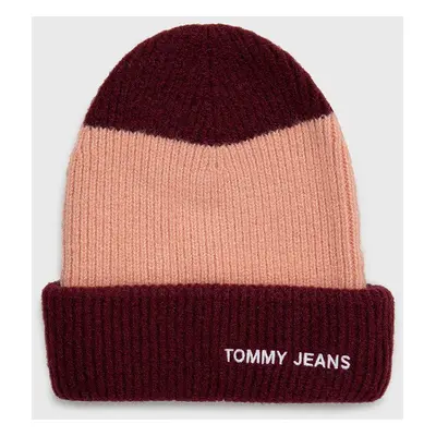 Čepice z vlněné směsi Tommy Jeans vínová barva,