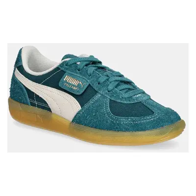 Semišové sneakers boty Puma Palermo Vintage zelená barva, 396841