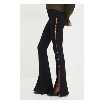 Kalhoty Versace Jeans Couture dámské, černá barva, zvony, high waist, 77HAAMB4 CM61H