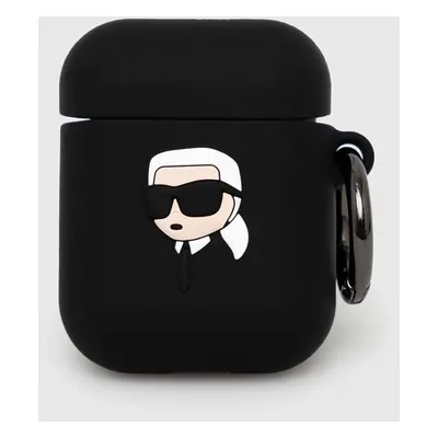 Kryt na airpods Karl Lagerfeld AirPods 1/2 cover černá barva