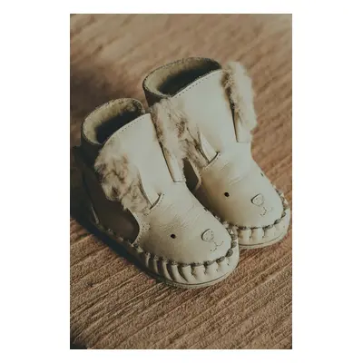 Kojenecké kožené boty Donsje Kapi Exclusive Booties Rabbit béžová barva, 1028116