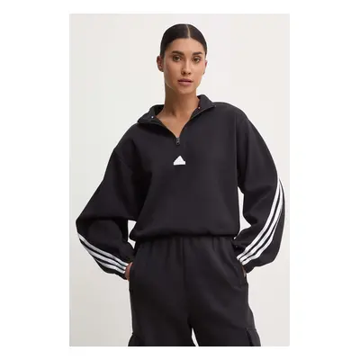 Mikina adidas Future Icons dámská, černá barva, vzorovaná, IW5244