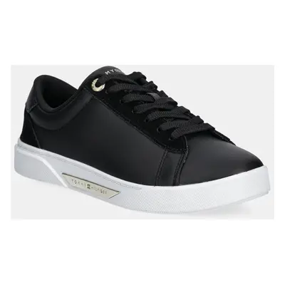 Kožené sneakers boty Tommy Hilfiger CHIC COURT SNEAKER černá barva, FW0FW08123