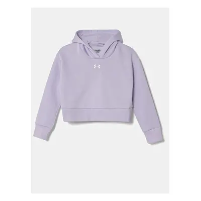 Dětská mikina Under Armour UA Rival Fleece Crop fialová barva, s kapucí, melanžová