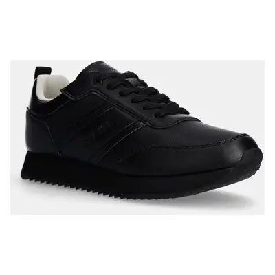 Sneakers boty Calvin Klein LOW TOP LACE UP LOGO LTH černá barva, HM0HM01654