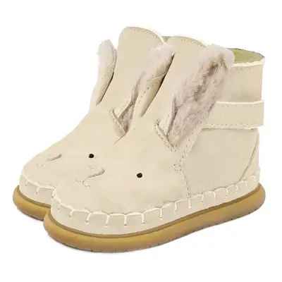 Dětské semišové zimní boty Donsje Dubu Exclusive Shoes Rabbit béžová barva, 1500504