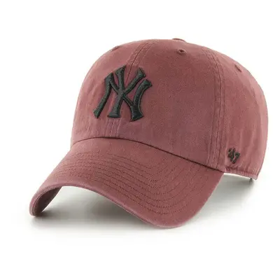 Bavlněná baseballová čepice 47 brand MLB New York Yankees hnědá barva, s aplikací, B-NLRGW17GWS-