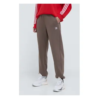 Tepláky adidas Originals Essentials Fleece Joggers hnědá barva, hladké, IR5974