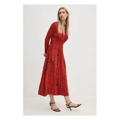 Šaty DIANE VON FURSTENBERG červená barva, midi, DVFDW3S019