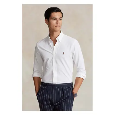 Bavlněná košile Polo Ralph Lauren bílá barva, regular, s límečkem button-down, 710932545