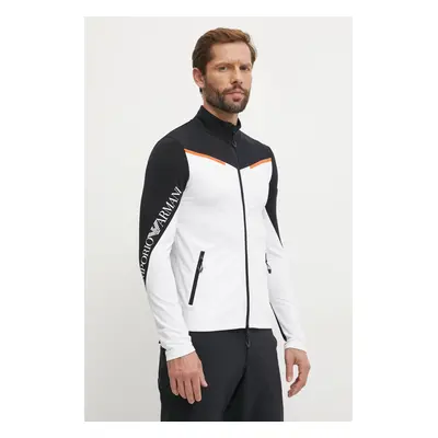 Sportovní mikina EA7 Emporio Armani bílá barva, PJJFZ.6DPMC7