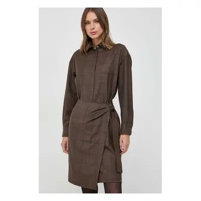 Vlněné šaty Weekend Max Mara hnědá barva, mini