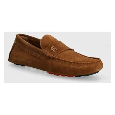 Semišové mokasíny Tommy Hilfiger TH CLASSIC SUEDE DRIVER pánské, hnědá barva, FM0FM05000