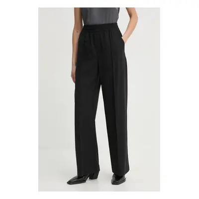 Vlněné kalhoty A.L.C. Jackson černá barva, jednoduché, high waist, 2PANT00141